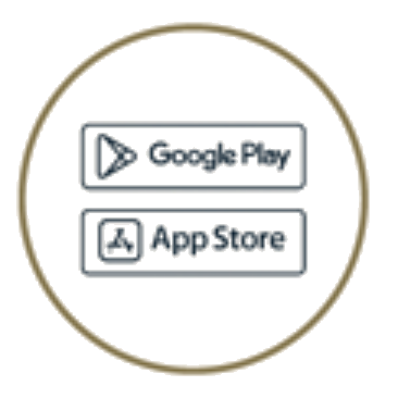 Selos das lojas Google Play e App Store